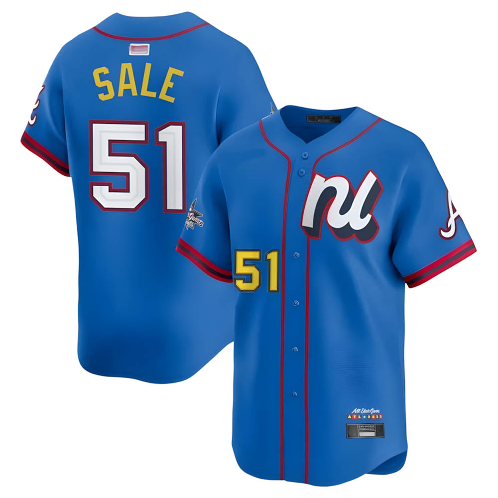 Pouc A.Braves #51 Chris Sale Player Blue National League Limited Stitched Jerseys