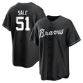 Pouc A.Braves #51 Chris Sale Player White&Black Replica Stitched Jerseys