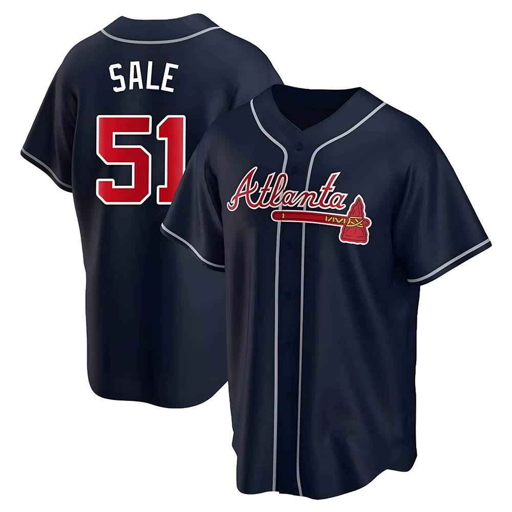 Pouc A.Braves #51 Chris Sale Player Navy City Connect Stitched Jerseys