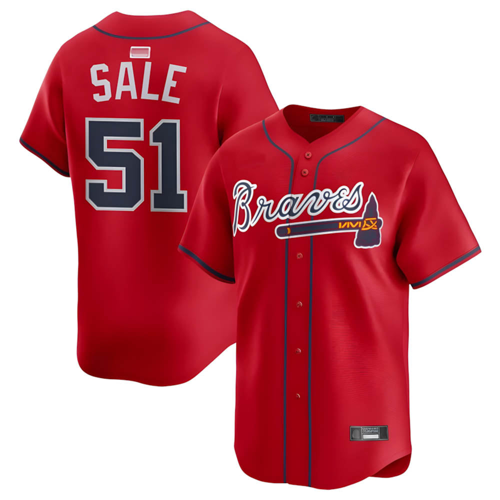 Pouc A.Braves #51 Chris Sale Player Red Alternate Limited Stitched Jerseys