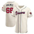 Pouc A.Braves #66 Grant Holmes Player Cream Authentic Alternate Stitched Jerseys