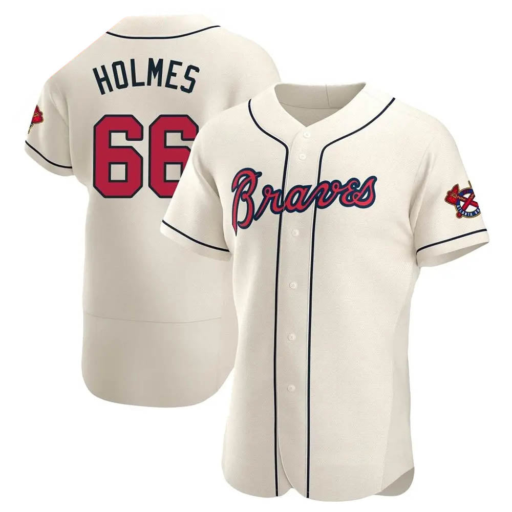 Pouc A.Braves #66 Grant Holmes Player Cream Authentic Alternate Stitched Jerseys