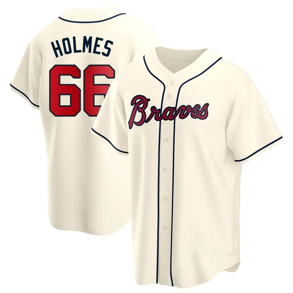 Pouc A.Braves #66 Grant Holmes Player Cream Replica Alternate Stitched Jerseys
