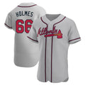 Pouc A.Braves #66 Grant Holmes Player Gray Authentic Road Stitched Jerseys