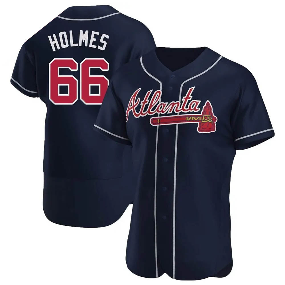 Pouc A.Braves #66 Grant Holmes Player Navy Authentic Alternate Stitched Jerseys