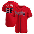 Pouc A.Braves #66 Grant Holmes Player Red Authentic Alternate Stitched Jerseys