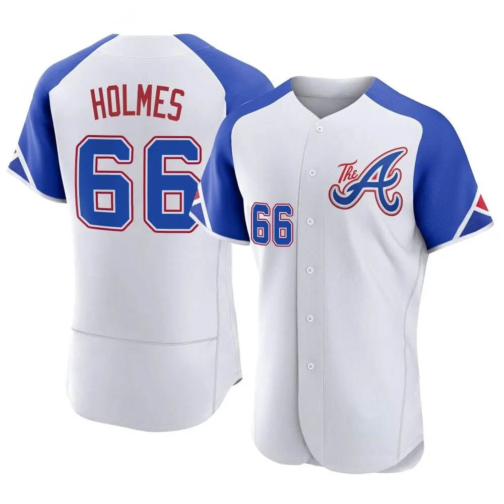 Pouc A.Braves #66 Grant Holmes Player White Authentic City Connect Stitched Jerseys