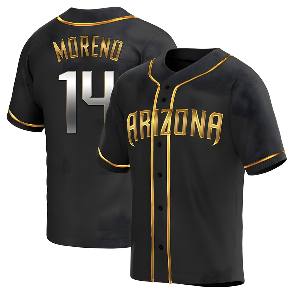 Pouc A.Diamondbacks #14 Gabriel Moreno Player Black Golden Replica Alternate Stitched Jerseys