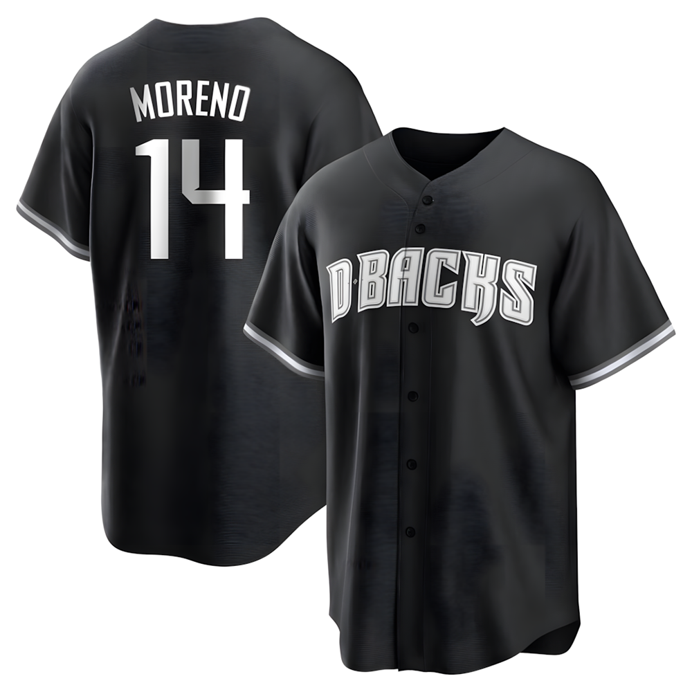 Pouc A.Diamondbacks #14 Gabriel Moreno Player Black jersey White Replica Stitched Jerseys