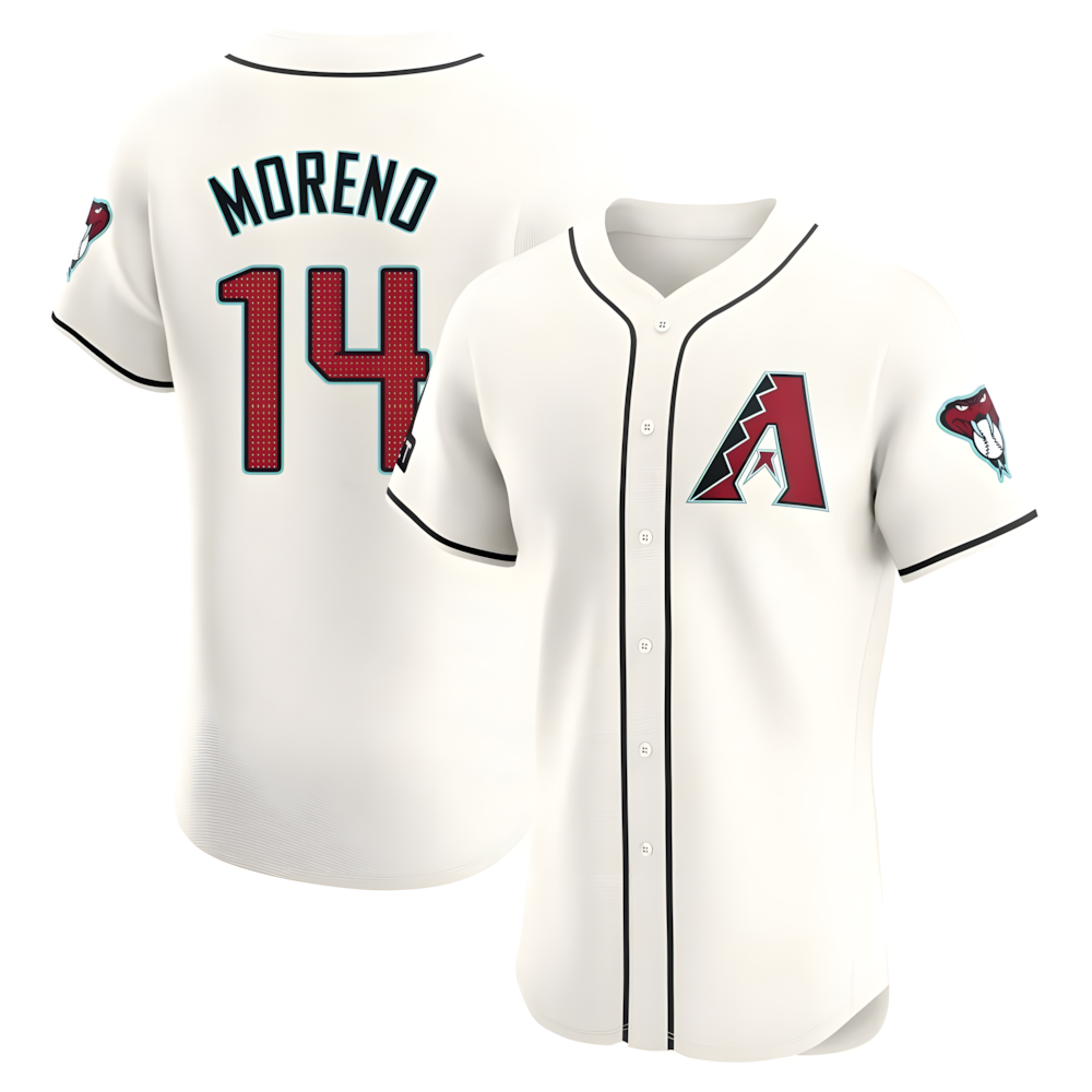 Pouc A.Diamondbacks #14 Gabriel Moreno Player Cream Elite Home Patch Stitched Jerseys