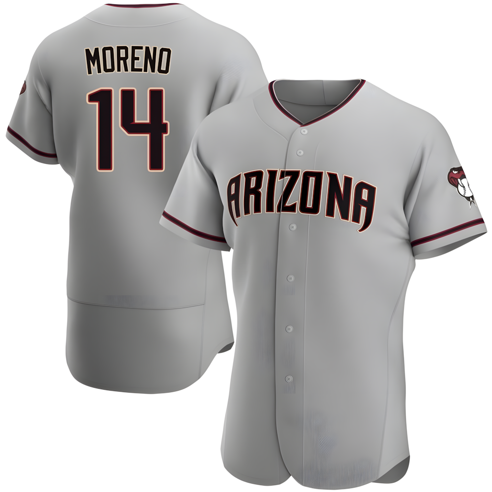 Pouc A.Diamondbacks #14 Gabriel Moreno Player Gray Authentic Road Stitched Jerseys