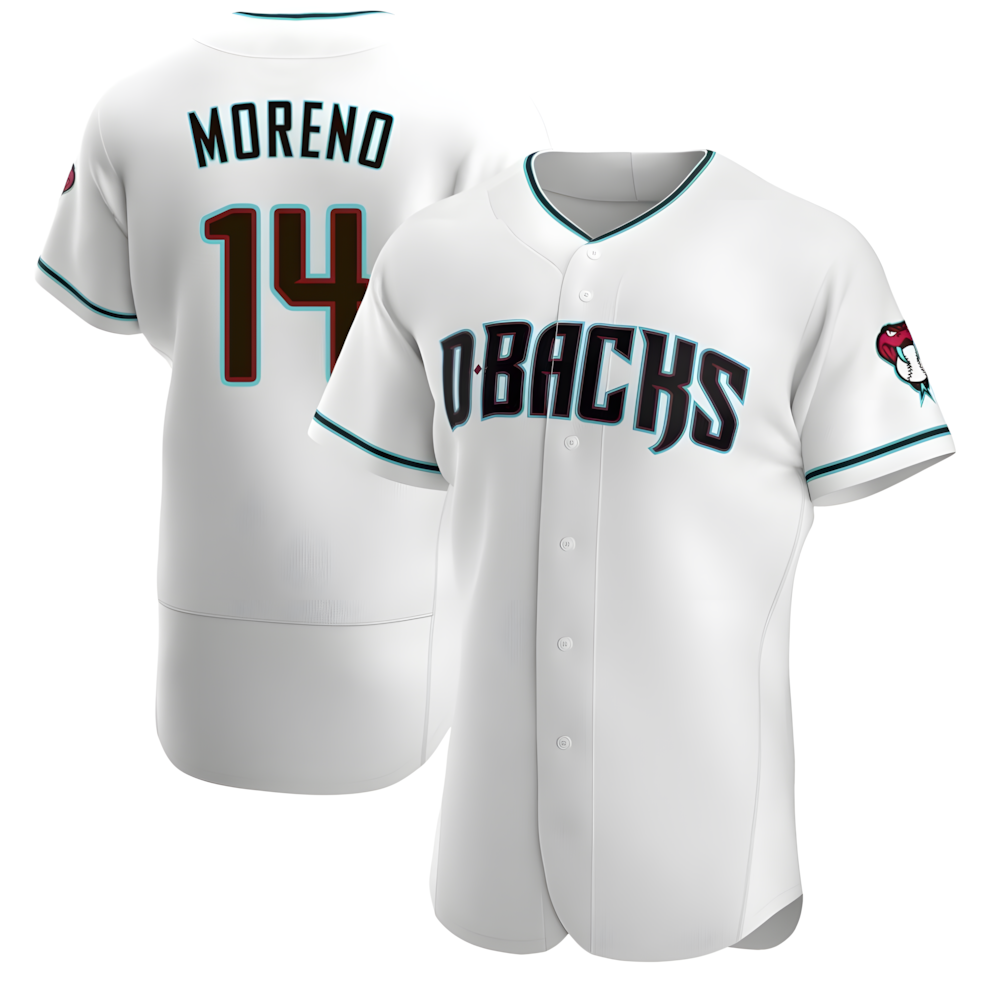 Pouc A.Diamondbacks #14 Gabriel Moreno Player White Teal Alternate Stitched Jerseys