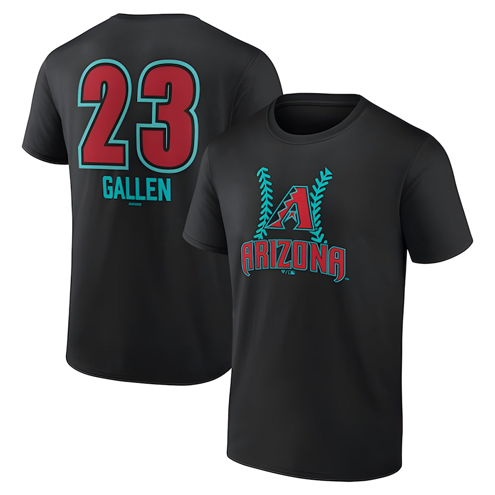 Pouc A.Diamondbacks #23 Zac Gallen Player Black Fuse City Connect round collar T shirt Stitched Jerseys