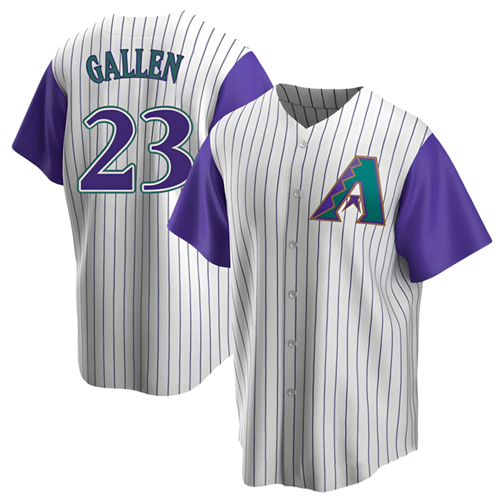 Pouc A.Diamondbacks #23 Zac Gallen Player White-Purple Replica Stitched Jerseys