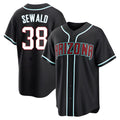 Pouc A.Diamondbacks #38 Paul Sewald Player  Black Replica Fashion Out Stitched Jersey