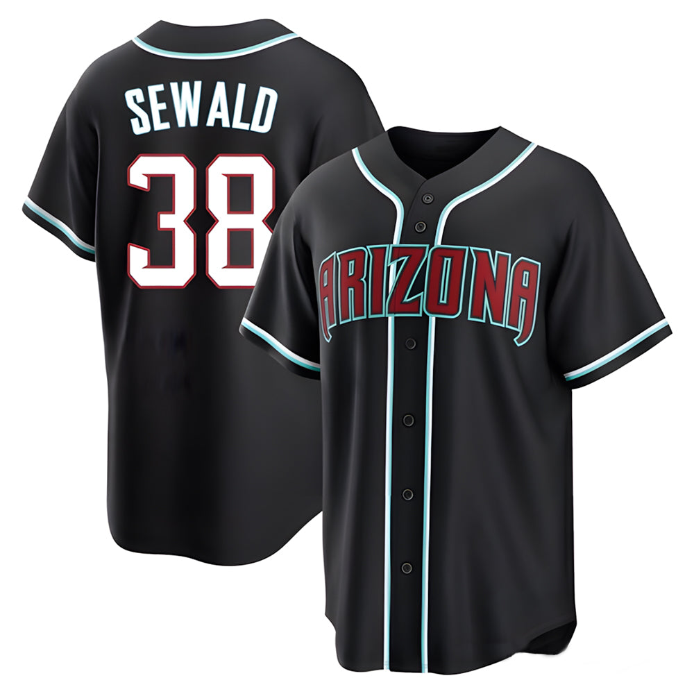 Pouc A.Diamondbacks #38 Paul Sewald Player  Black Replica Fashion Out Stitched Jersey