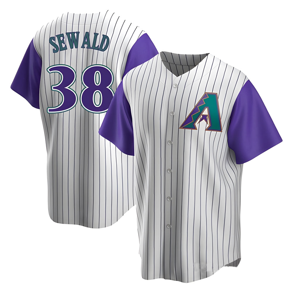 Pouc A.Diamondbacks #38 Paul Sewald Player  Cream Purple Alternate Cooperstown Collection Stitched Jersey