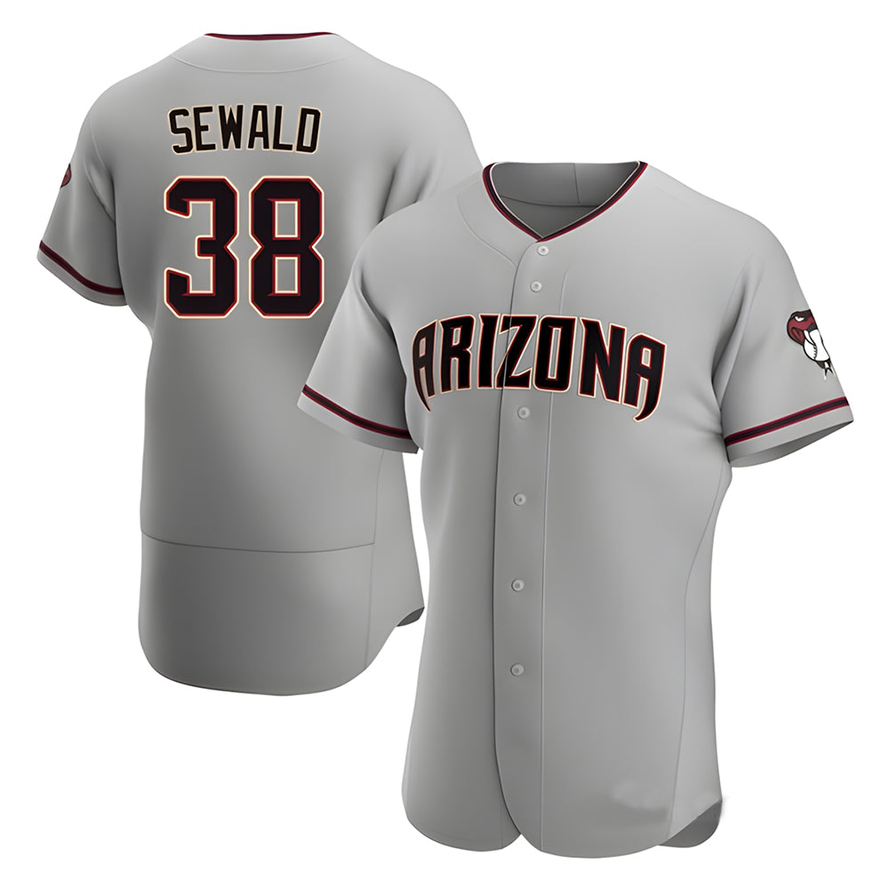 Pouc A.Diamondbacks #38 Paul Sewald Player Gray Authentic Road Stitched Jersey
