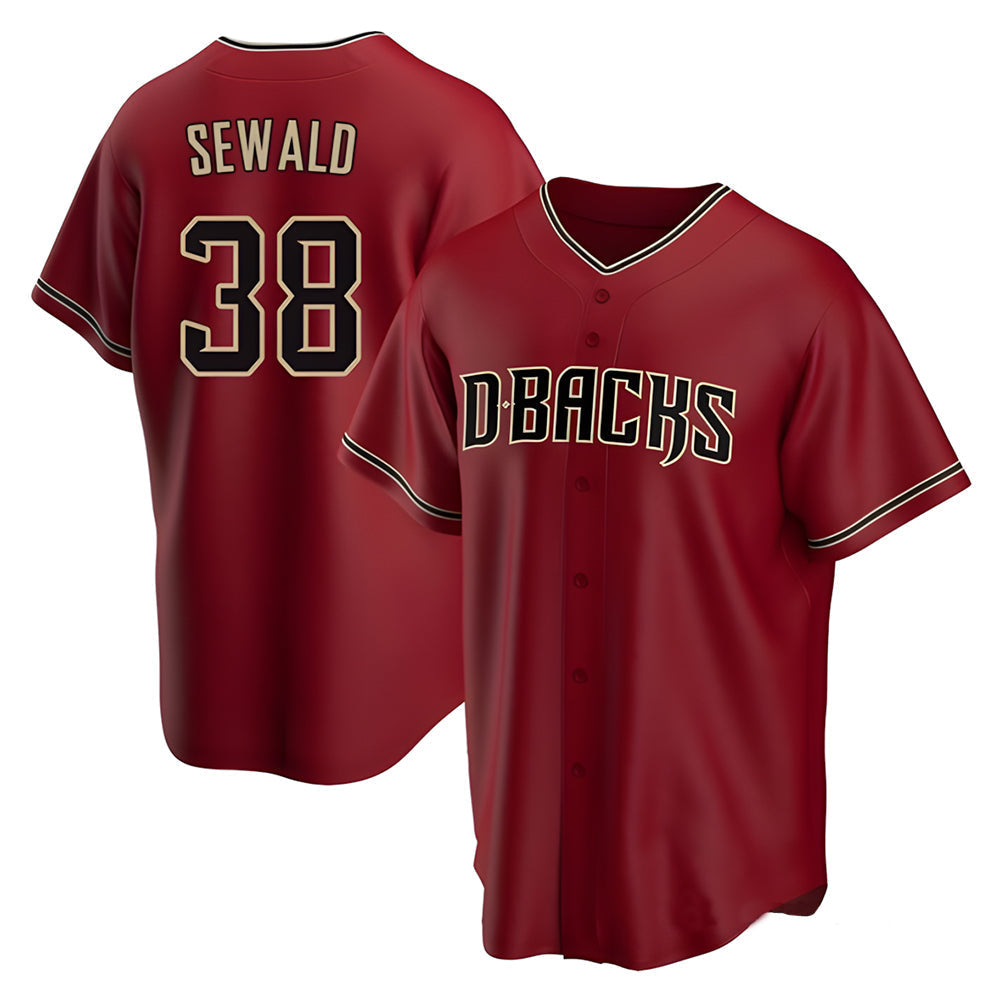 Pouc A.Diamondbacks #38 Paul Sewald Player Red Alternate Replica Stitched Jersey