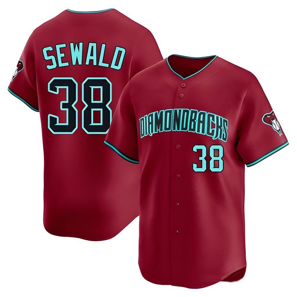 Pouc A.Diamondbacks #38 Paul Sewald Player Red Limited Alternate Stitched Jersey