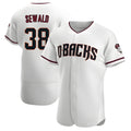 Pouc A.Diamondbacks #38 Paul Sewald Player White Authentic Crimson Home Stitched Jersey