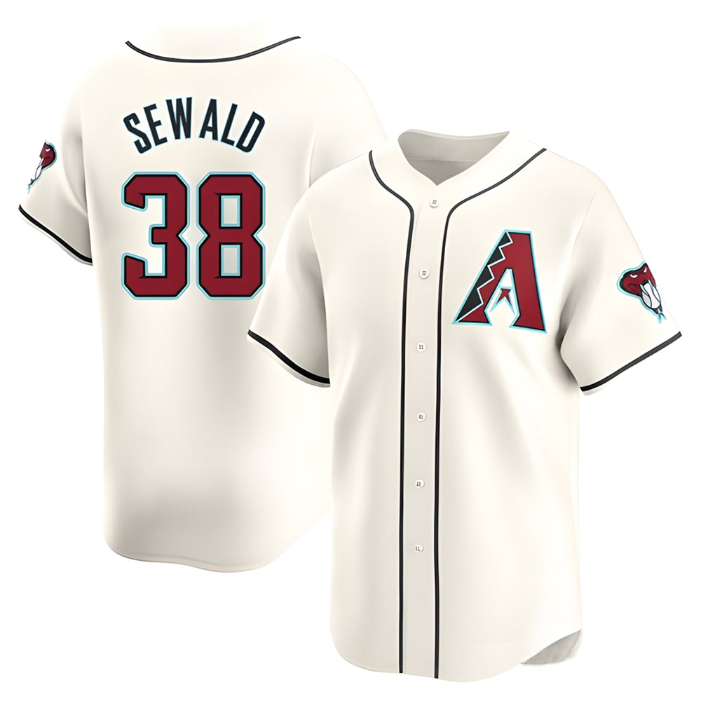 Pouc A.Diamondbacks #38 Paul Sewald Player White Limited Home Stitched Jersey