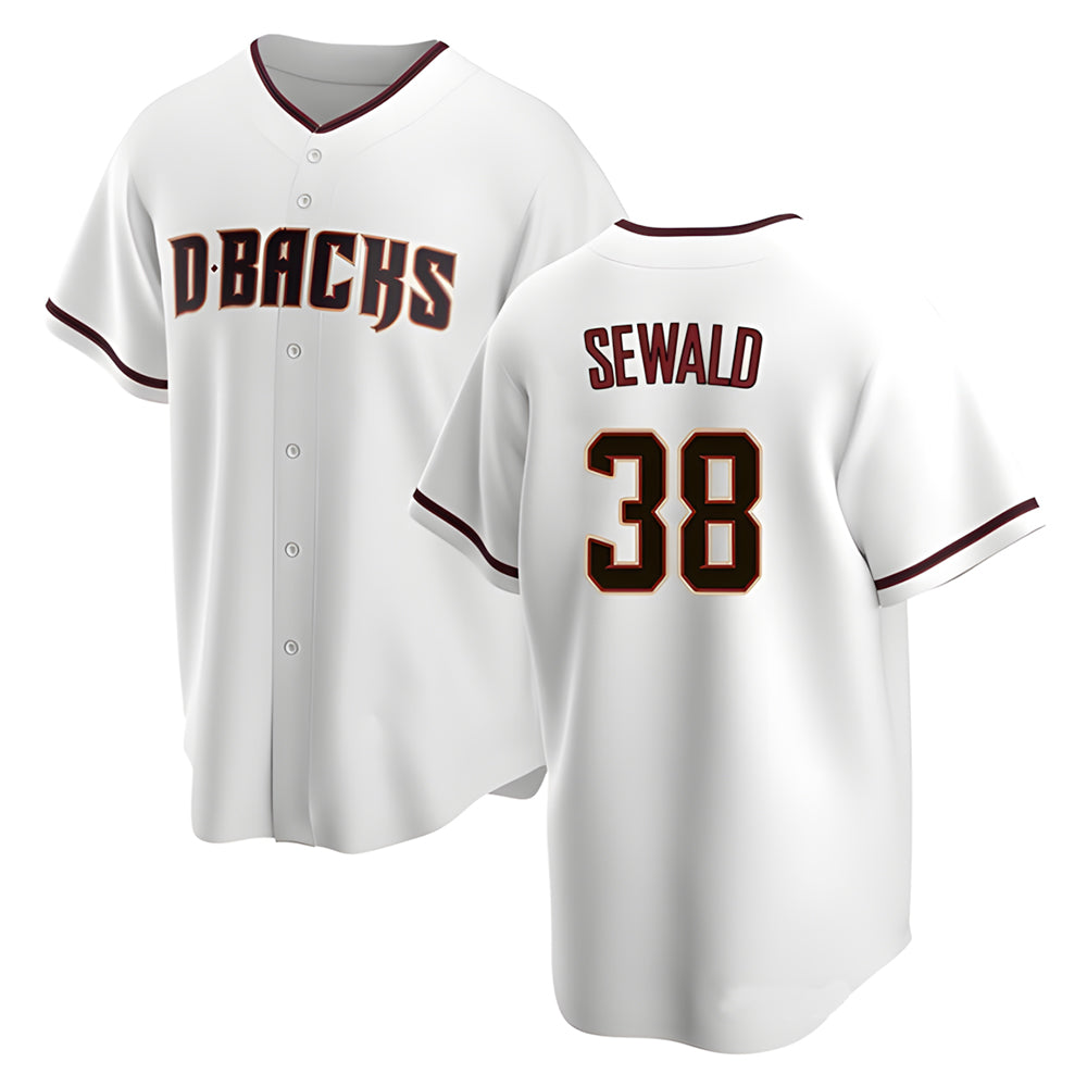 Pouc A.Diamondbacks #38 Paul Sewald Player White Replica Home Stitched Jersey