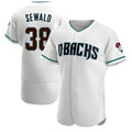 Pouc A.Diamondbacks #38 Paul Sewald Player White Teal Authentic Alternate Stitched Jersey