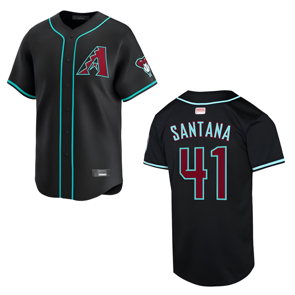 Pouc A.Diamondbacks #41 Carlos Santana Player Black Player game time Stitched Jersey