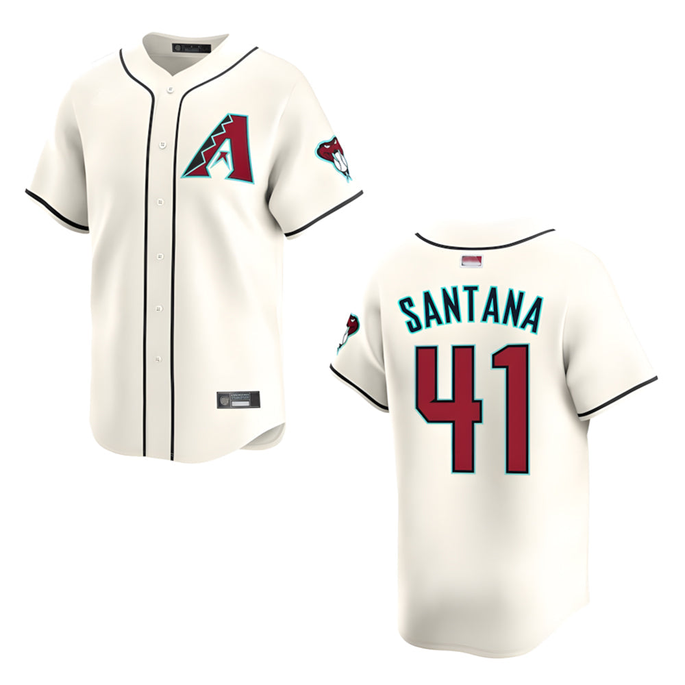 Pouc A.Diamondbacks #41 Carlos Santana Player Cream game time Stitched Jersey