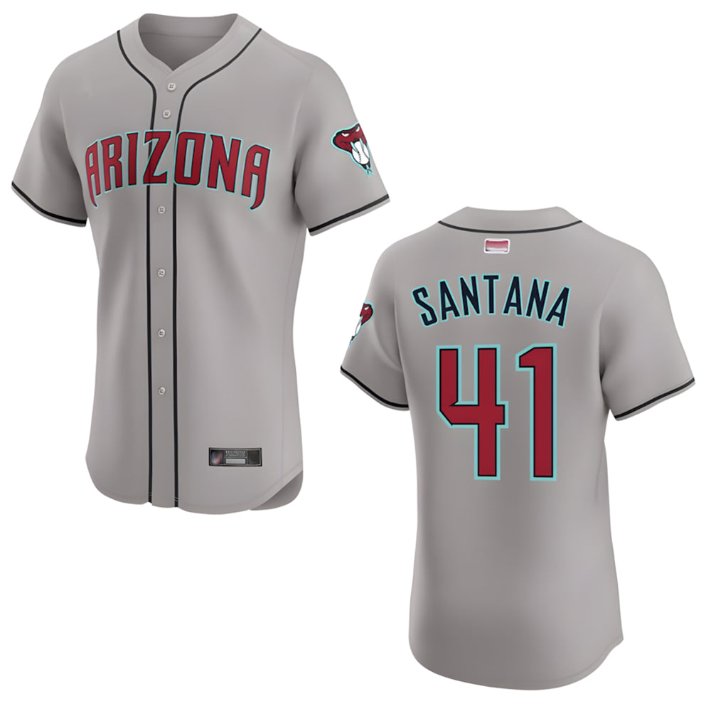 Pouc A.Diamondbacks #41 Carlos Santana Player Gray game time Stitched Jersey
