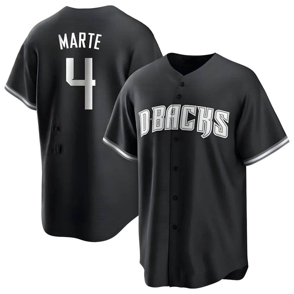 Pouc A.Diamondbacks #4 Ketel Marte Player Black Pointed collar Replica Game Stitched Jerseys