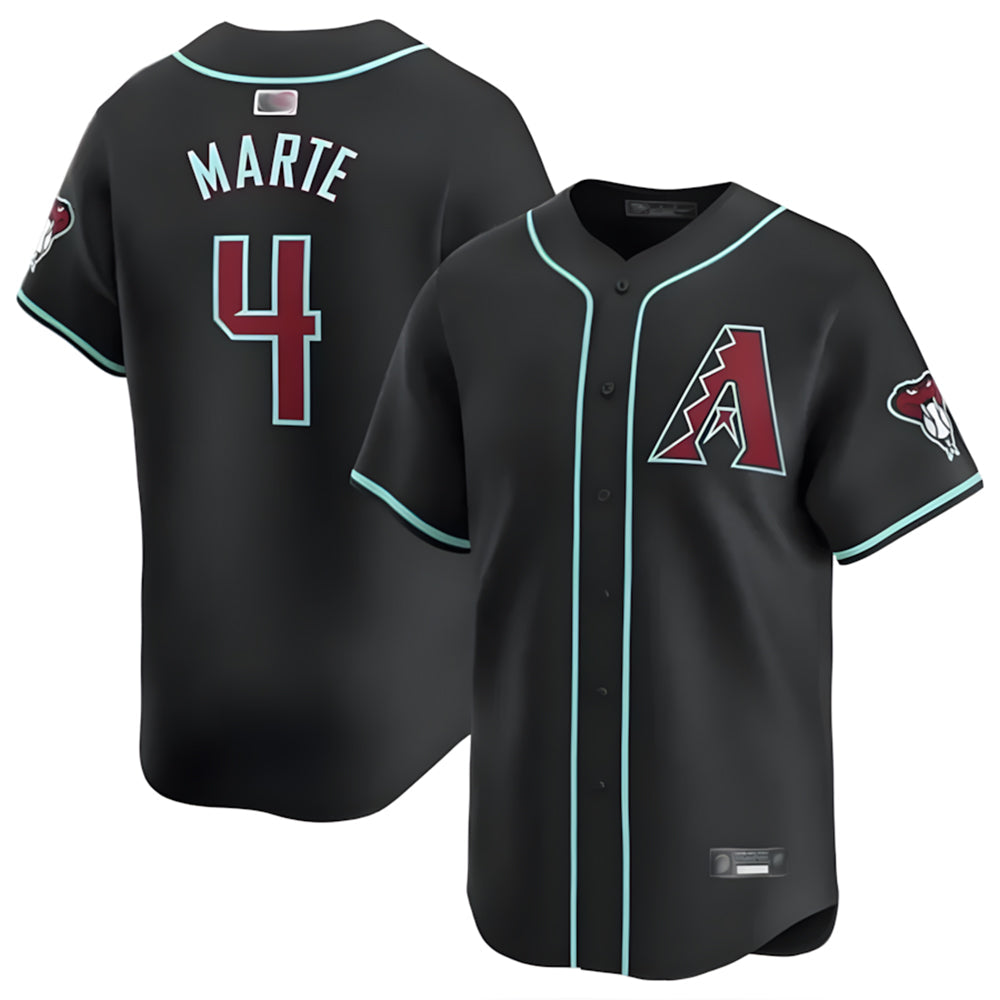 Pouc A.Diamondbacks #4 Ketel Marte Player Black Replica Game Stitched Jerseys