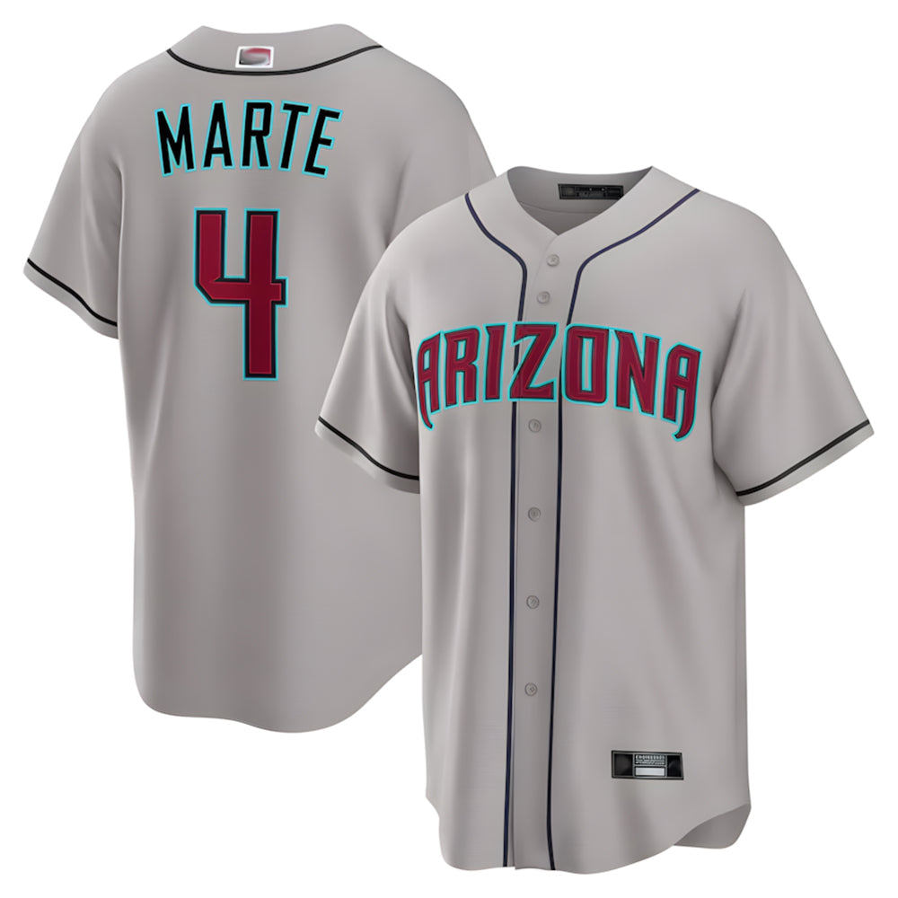 Pouc A.Diamondbacks #4 Ketel Marte Player Gray Home Game Stitched Jerseys