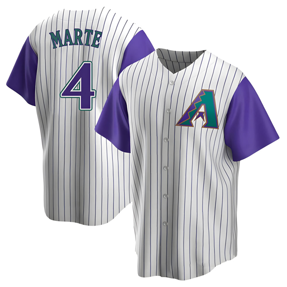 Pouc A.Diamondbacks #4 Ketel Marte Player White-Purple Limited Stitched Jerseys
