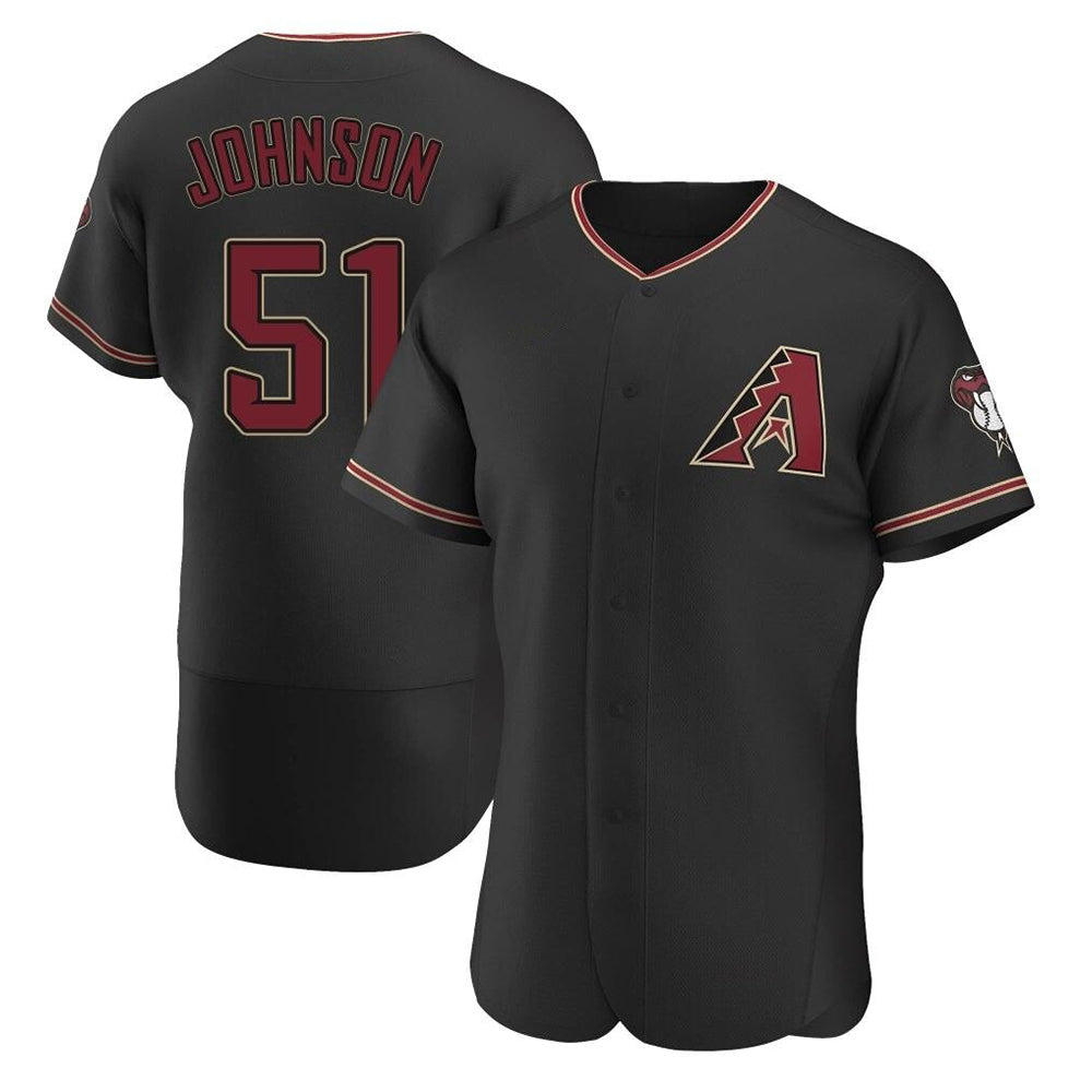 Pouc A.Diamondbacks #51 Randy Johnson Player Black Authentic Alternate Stitched Jerseys