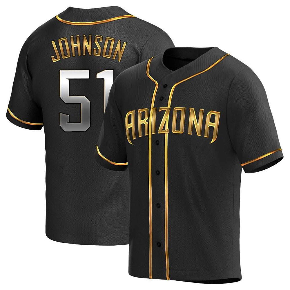 Pouc A.Diamondbacks #51 Randy Johnson Player Black Golden Replica Alternate Stitched Jerseys