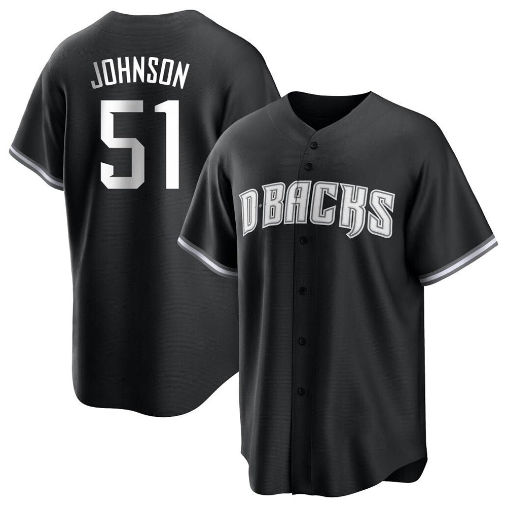 Pouc A.Diamondbacks #51 Randy Johnson Player Black White Replica Alternate Stitched Jerseys