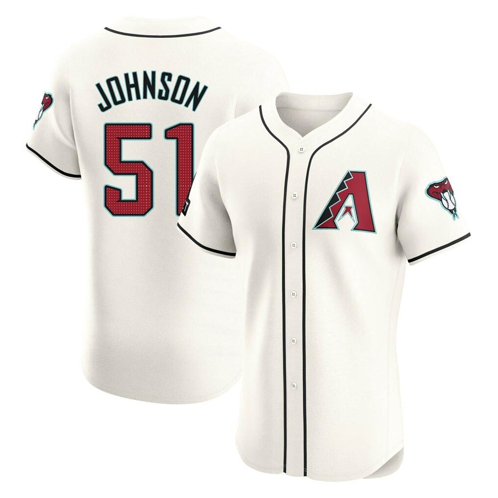 Pouc A.Diamondbacks #51 Randy Johnson Player Cream Elite Home Patch Stitched Jerseys