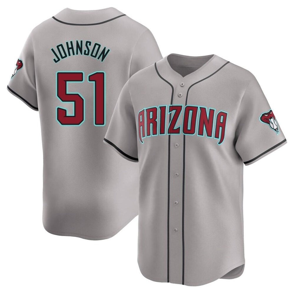 Pouc A.Diamondbacks #51 Randy Johnson Player Gray Limited Away Stitched Jerseys