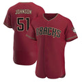 Pouc A.Diamondbacks #51 Randy Johnson Red Authentic Crimson Alternate Stitched Jerseys