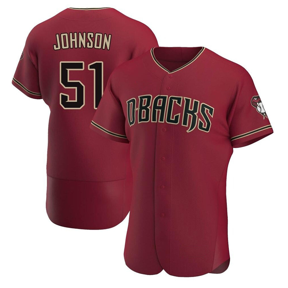 Pouc A.Diamondbacks #51 Randy Johnson Red Authentic Crimson Alternate Stitched Jerseys