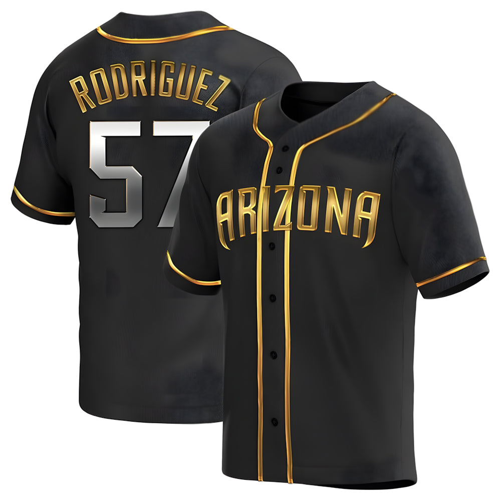 Pouc A.Diamondbacks #57 Eduardo Rodriguez Player Black Golden Replica Alternate Stitched Jersey