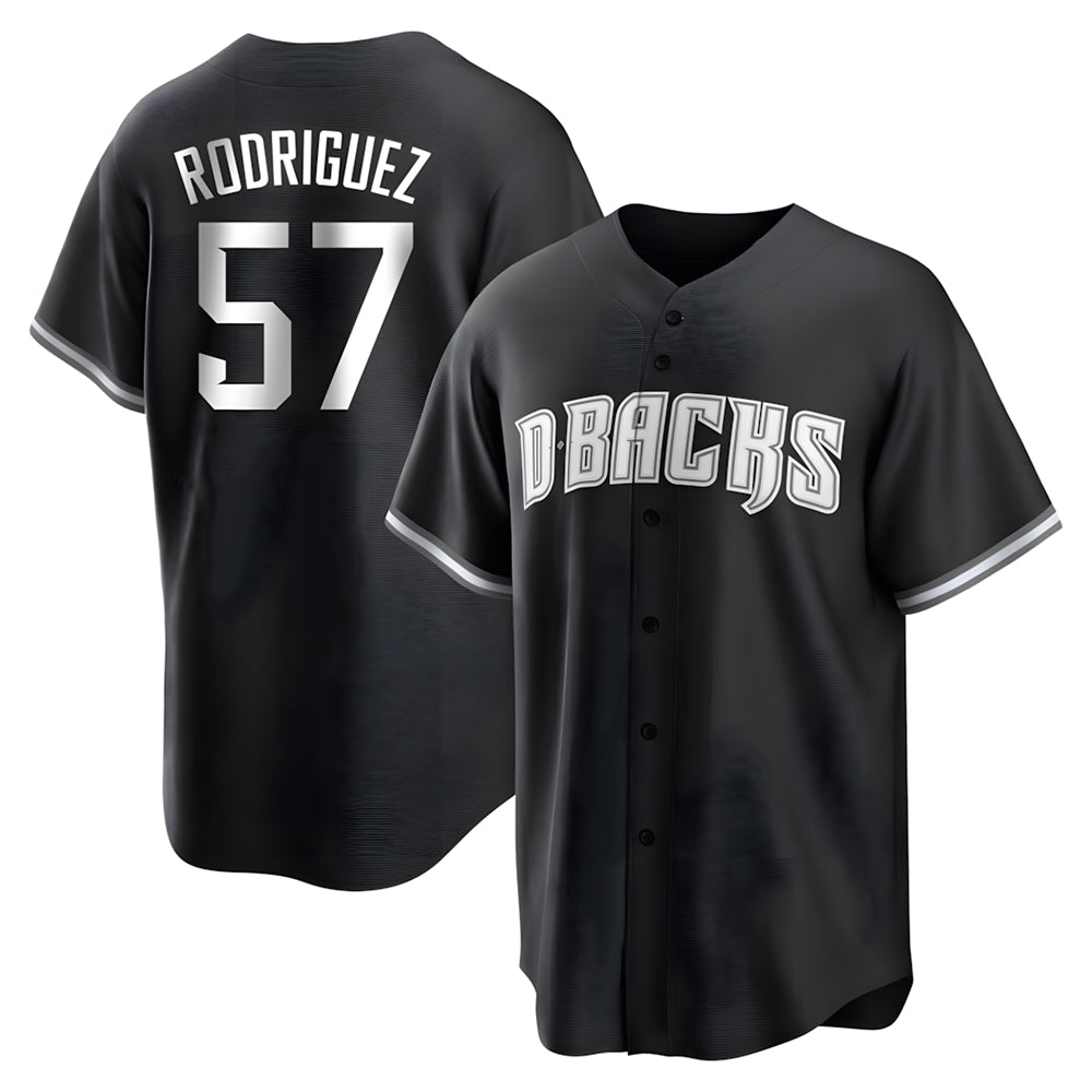 Pouc A.Diamondbacks #57 Eduardo Rodriguez Player Black White Replica Alternate Stitched Jersey