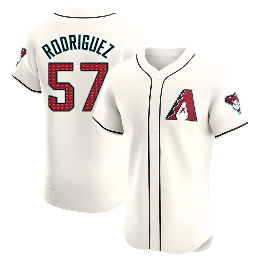 Pouc A.Diamondbacks #57 Eduardo Rodriguez Player Cream Elite Home Stitched Jersey