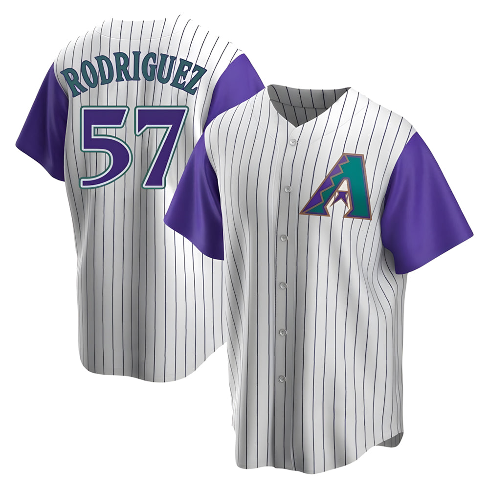 Pouc A.Diamondbacks #57 Eduardo Rodriguez Player  Cream Purple Replica Alternate Cooperstown Collection Stitched Jersey