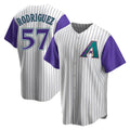 Pouc A.Diamondbacks #57 Eduardo Rodriguez Player  Cream Purple Replica Alternate Cooperstown Collection Stitched Jersey