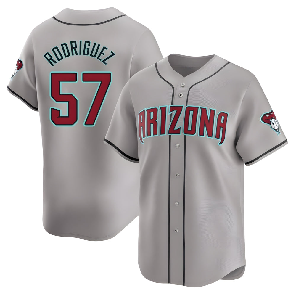 Pouc A.Diamondbacks #57 Eduardo Rodriguez Player Gray Limited Away Stitched Jersey