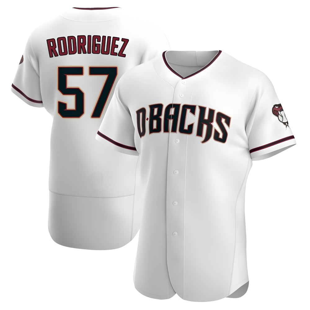 Pouc A.Diamondbacks #57 Eduardo Rodriguez Player White Crimson Home Stitched Jersey