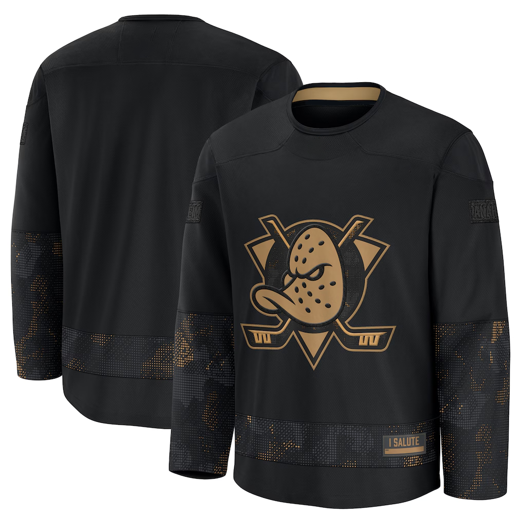 Pouc A.Ducks Black 2024 Military Appreciation Practice Jerseys